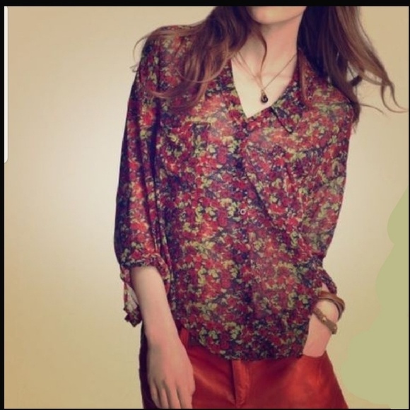 Free people sheer floral button-down shirt - Picture 2 of 8